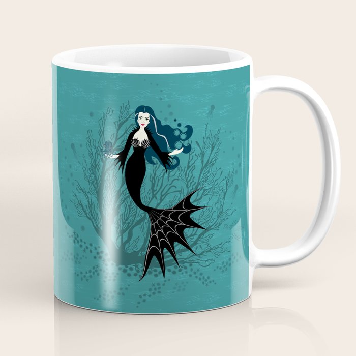 Vampire Mermaid on Aqua Coffee Mug Gallery Image 1