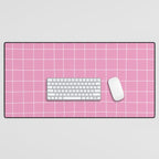 Hand Drawn Grid Hot Pink Desk Mat Gallery Image 1