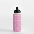Hand Drawn Grid Hot Pink Water Bottle Gallery Image 2