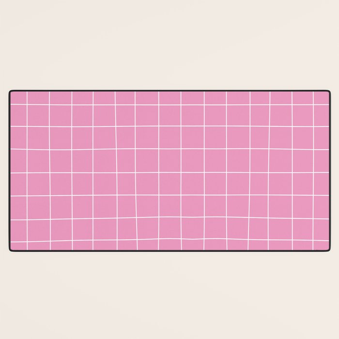 Hand Drawn Grid Hot Pink Desk Mat Gallery Image 3