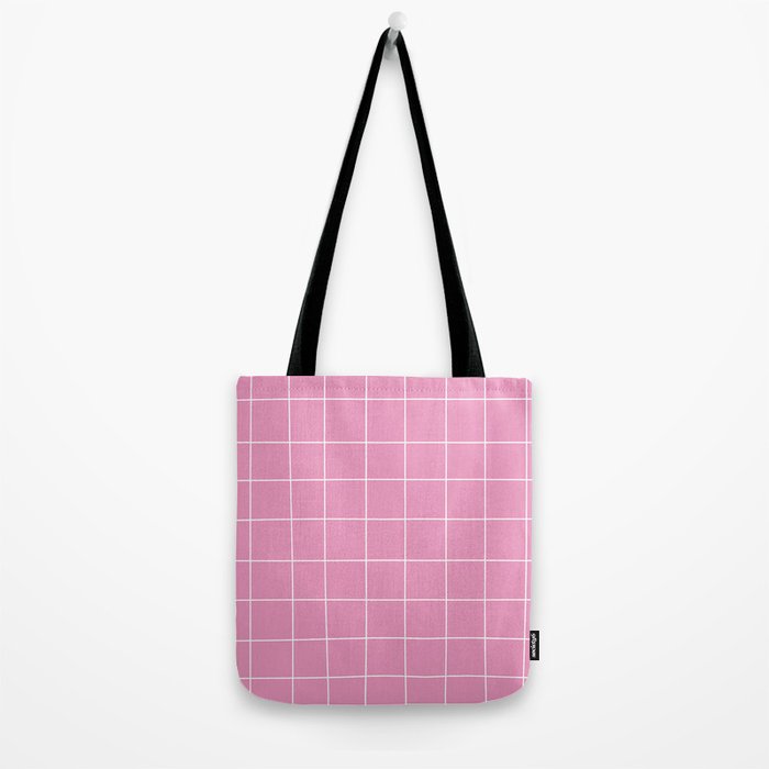 Hand Drawn Grid Hot Pink Tote Bag Gallery Image 2