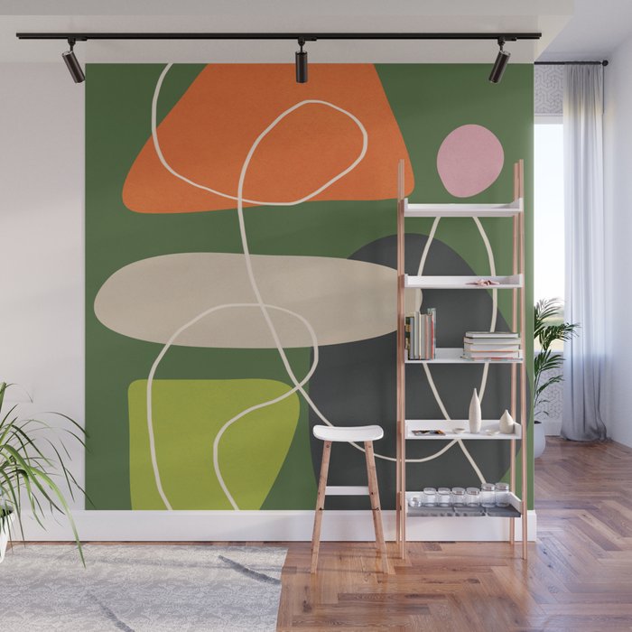 Minimal Colorful Abstract Shapes 2 Wall Mural Gallery Image 1