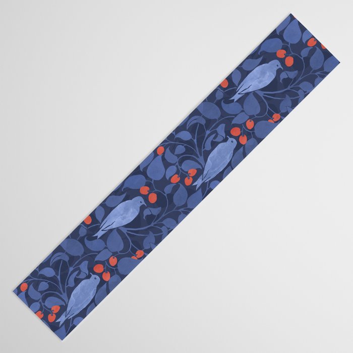 Blue Birds And Red Cherries Blue Table Runner Gallery Image 3