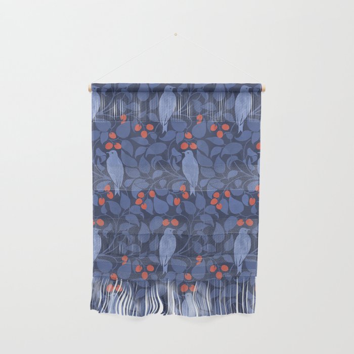 Blue Birds And Red Cherries Blue Wall Hanging Gallery Image 1