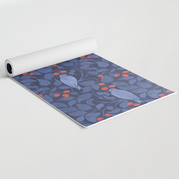 Blue Birds And Red Cherries Blue Yoga Mat Gallery Image 2