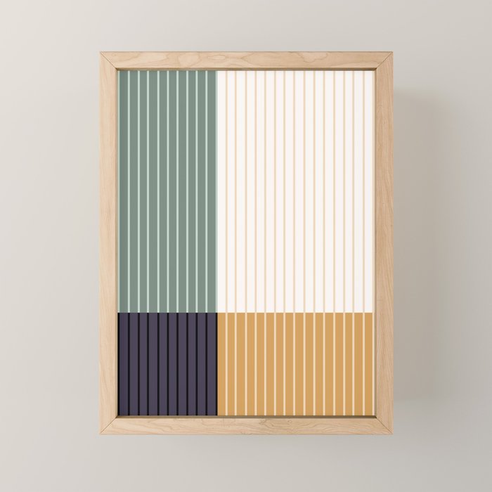 Color Block Line Abstract LXX Retro Boho Mini Art Print Gallery Image 1