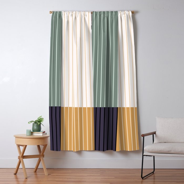 Color Block Line Abstract LXX Retro Boho Window Curtain Gallery Image 5