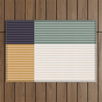Color Block Line Abstract LXX Retro Boho Outdoor Rug Gallery Image 1