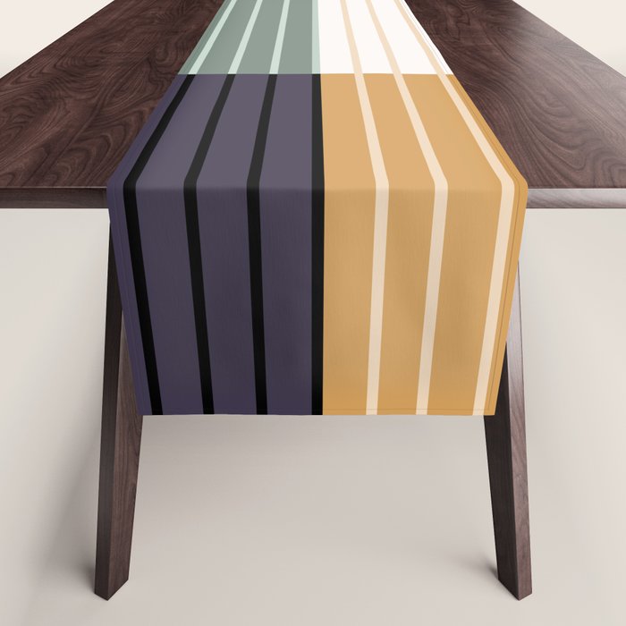 Color Block Line Abstract LXX Retro Boho Table Runner Gallery Image 1