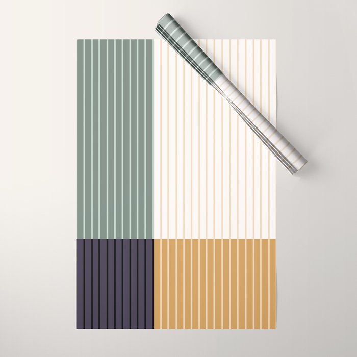 Color Block Line Abstract LXX Retro Boho Wrapping Paper Gallery Image 1