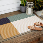 Color Block Line Abstract LXX Retro Boho Outdoor Rug Gallery Image 2