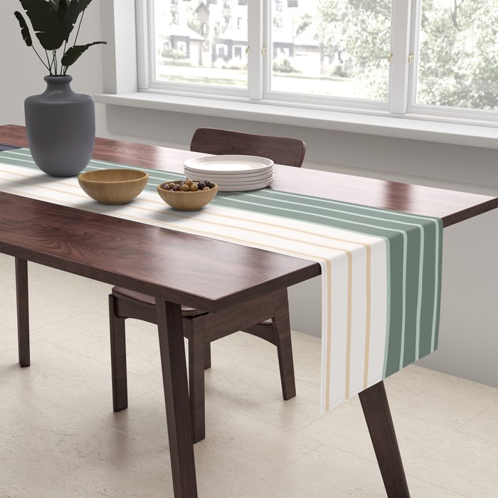 Color Block Line Abstract LXX Retro Boho Table Runner Gallery Image 2
