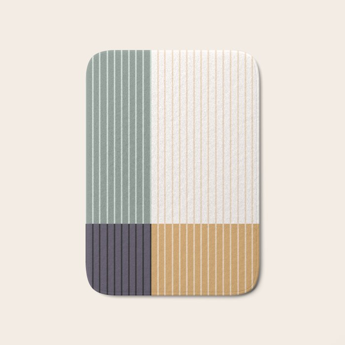 Color Block Line Abstract LXX Retro Boho Bath Mat Gallery Image 1