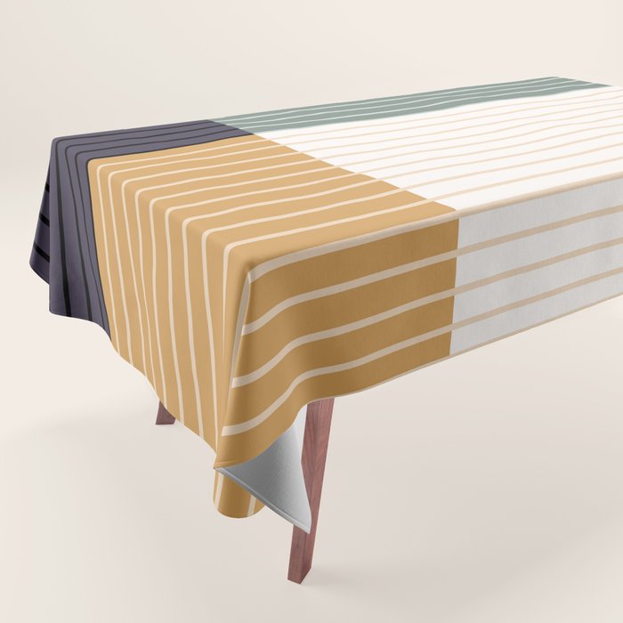 Color Block Line Abstract LXX Retro Boho Tablecloth Gallery Image 1