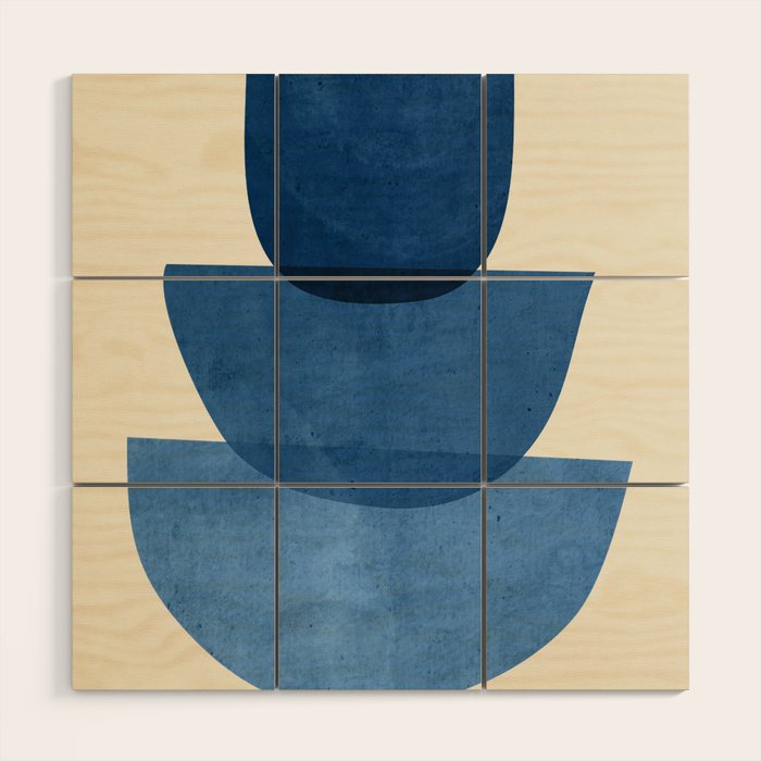 Abstract Shapes 37-Blue Wood Wall Art Gallery Image 1