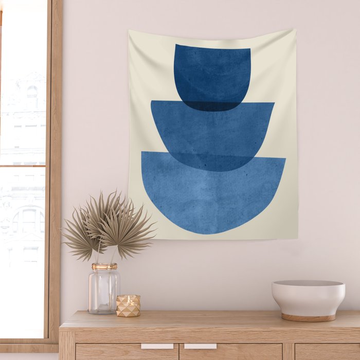 Abstract Shapes 37-Blue Wall Tapestry Gallery Image 2