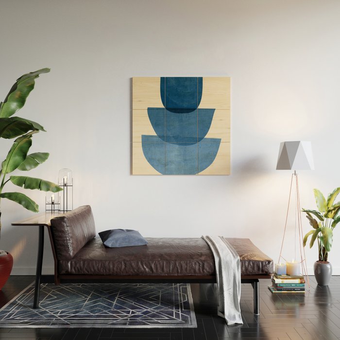 Abstract Shapes 37-Blue Wood Wall Art Gallery Image 2