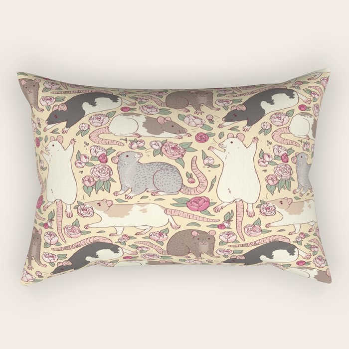 Rats & Peonies Rectangular Pillow Gallery Image 2