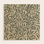 Vintage, Willow Leaf, William Morris, Green and Cream Wood Wall Art Gallery Image 1