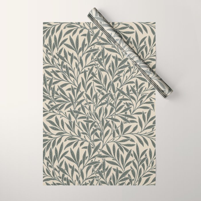 Vintage, Willow Leaf, William Morris, Green and Cream Wrapping Paper Gallery Image 1