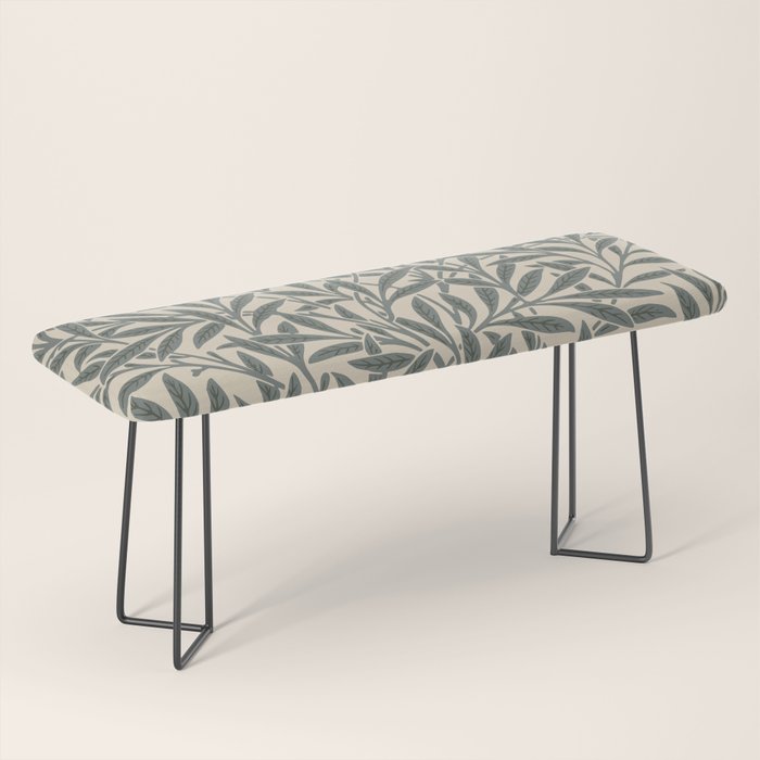 Vintage, Willow Leaf, William Morris, Green and Cream Bench Gallery Image 1