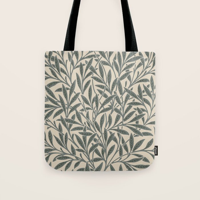 Vintage, Willow Leaf, William Morris, Green and Cream Tote Bag Gallery Image 1