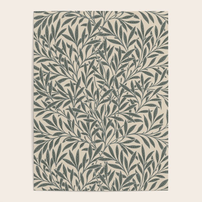 Vintage, Willow Leaf, William Morris, Green and Cream Poster Gallery Image 4
