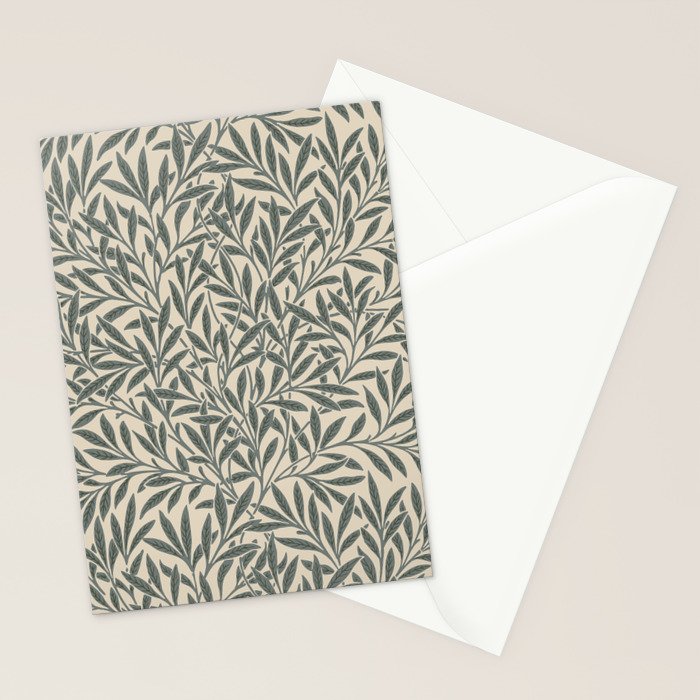 Vintage, Willow Leaf, William Morris, Green and Cream Stationery Card Gallery Image 2