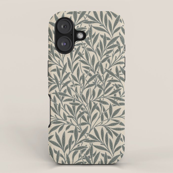 Vintage, Willow Leaf, William Morris, Green and Cream iPhone Case Gallery Image 1