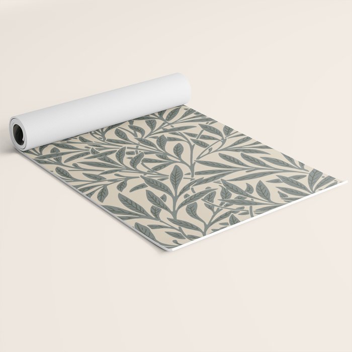 Vintage, Willow Leaf, William Morris, Green and Cream Yoga Mat Gallery Image 2