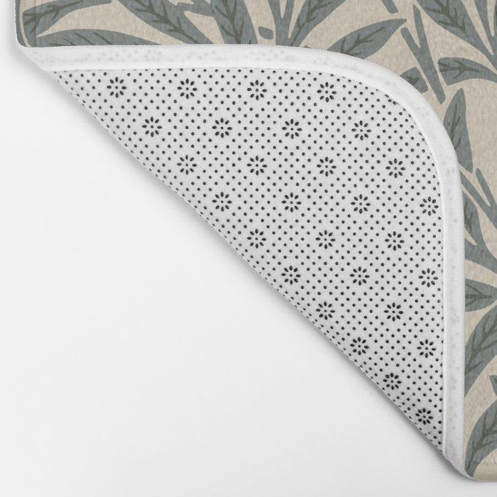 Vintage, Willow Leaf, William Morris, Green and Cream Bath Mat Gallery Image 2