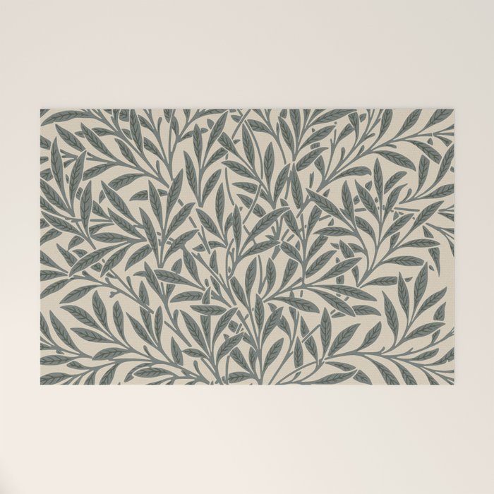 Vintage, Willow Leaf, William Morris, Green and Cream Welcome Mat Gallery Image 1