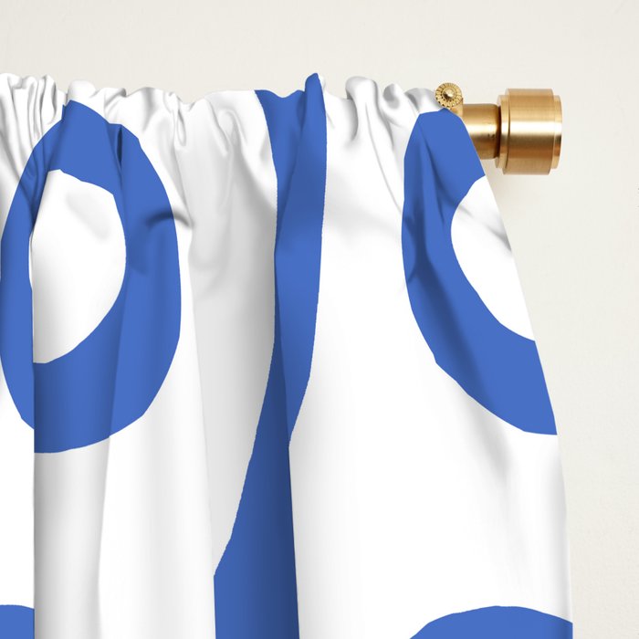 Mid Century Modern Rising Bubbles Pattern Blue 2 Window Curtain Gallery Image 2