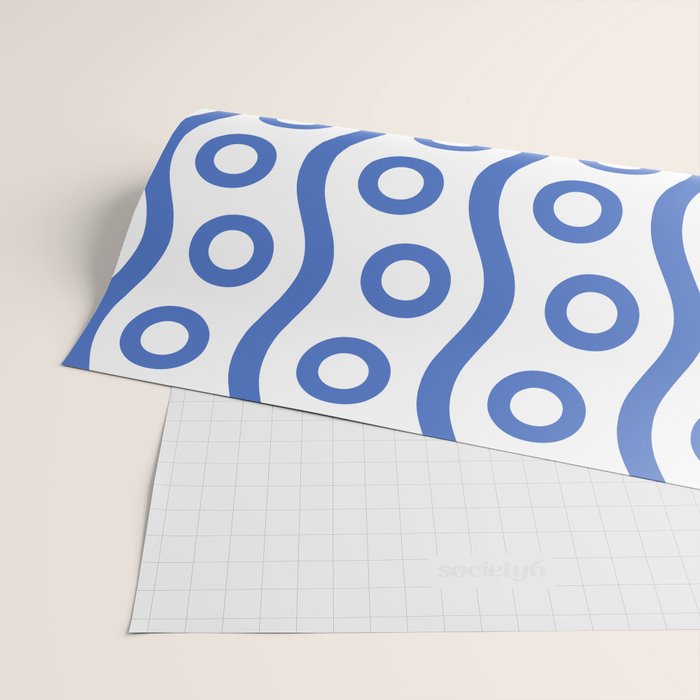 Mid Century Modern Rising Bubbles Pattern Blue 2 Wrapping Paper Gallery Image 2