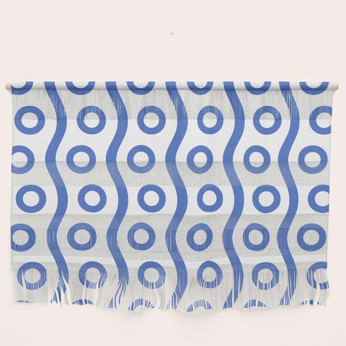 Mid Century Modern Rising Bubbles Pattern Blue 2 Wall Hanging Gallery Image 1