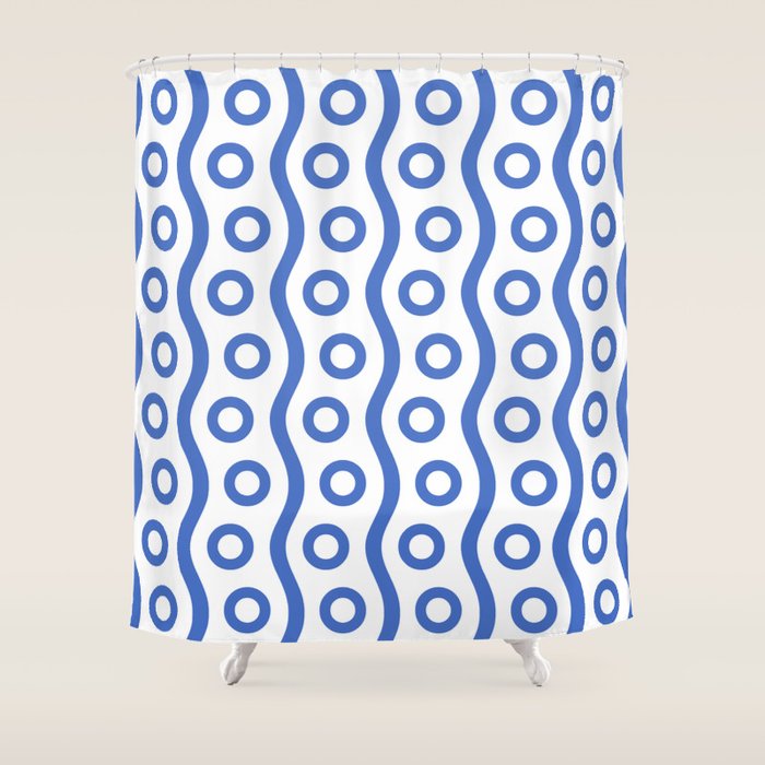 Mid Century Modern Rising Bubbles Pattern Blue 2 Shower Curtain Gallery Image 1
