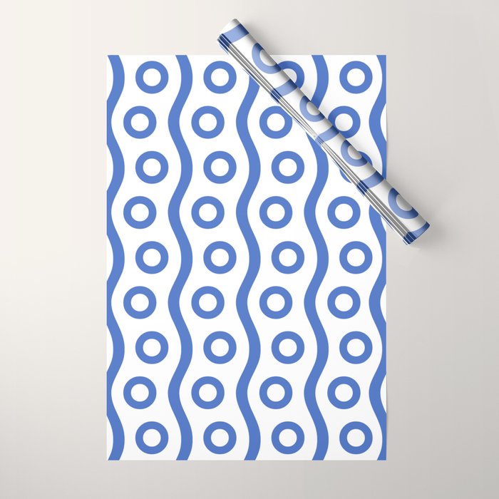 Mid Century Modern Rising Bubbles Pattern Blue 2 Wrapping Paper Gallery Image 1