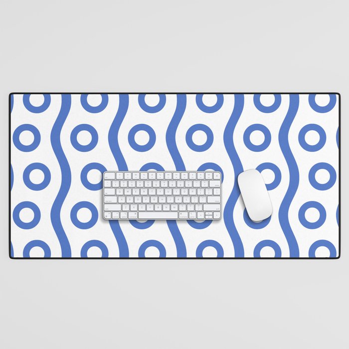 Mid Century Modern Rising Bubbles Pattern Blue 2 Desk Mat Gallery Image 1