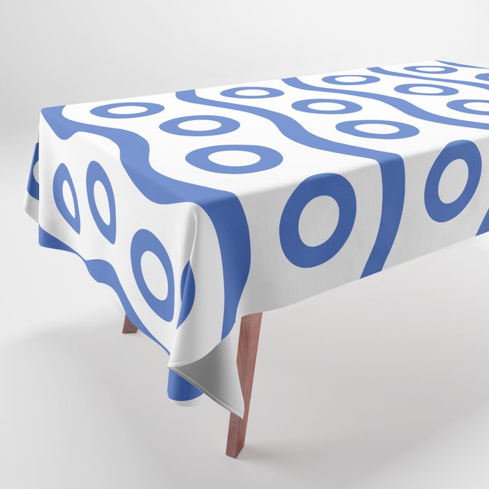 Mid Century Modern Rising Bubbles Pattern Blue 2 Tablecloth Gallery Image 1