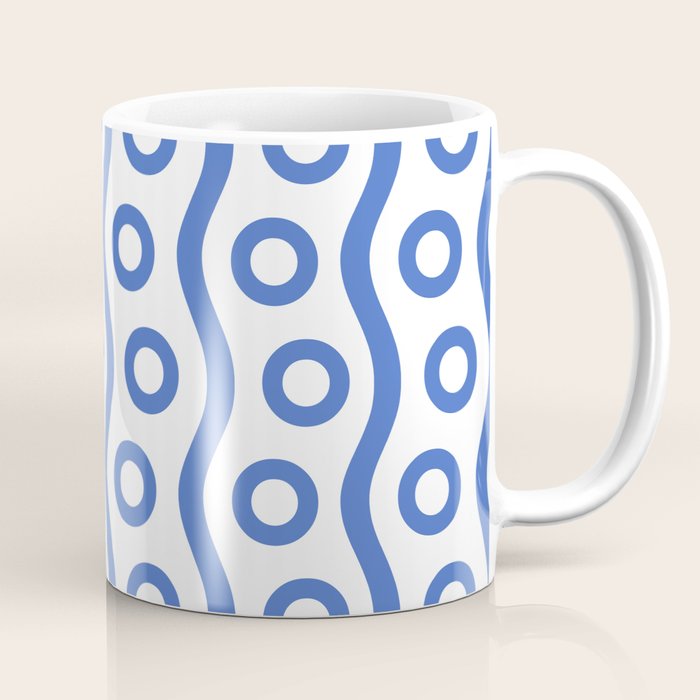 Mid Century Modern Rising Bubbles Pattern Blue 2 Coffee Mug Gallery Image 1