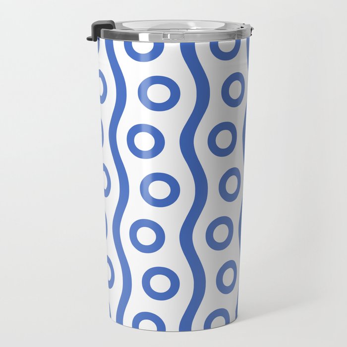 Mid Century Modern Rising Bubbles Pattern Blue 2 Travel Mug Gallery Image 3