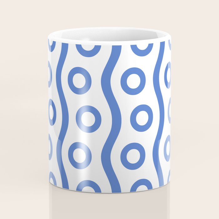 Mid Century Modern Rising Bubbles Pattern Blue 2 Coffee Mug Gallery Image 4