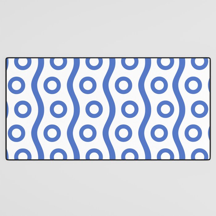 Mid Century Modern Rising Bubbles Pattern Blue 2 Desk Mat Gallery Image 3