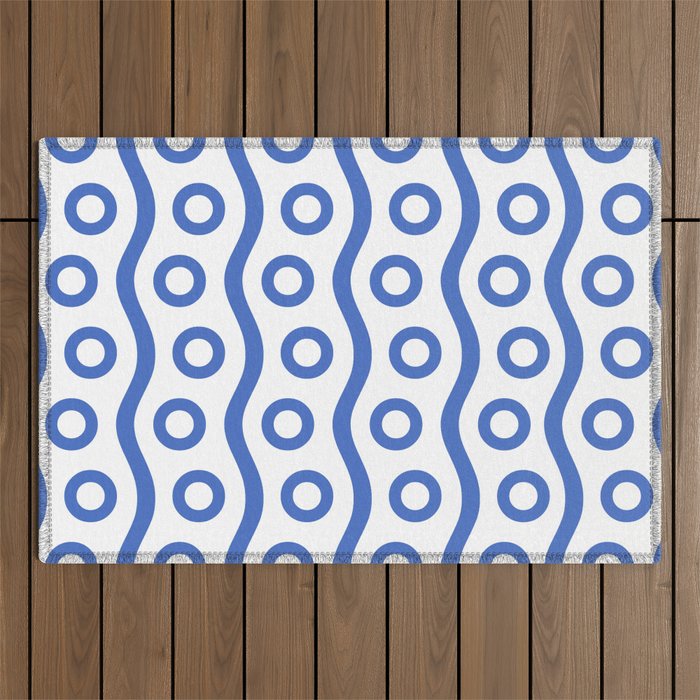 Mid Century Modern Rising Bubbles Pattern Blue 2 Outdoor Rug Gallery Image 1