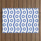 Mid Century Modern Rising Bubbles Pattern Blue 2 Outdoor Rug Gallery Image 1