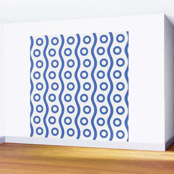 Mid Century Modern Rising Bubbles Pattern Blue 2 Wall Mural Gallery Image 2