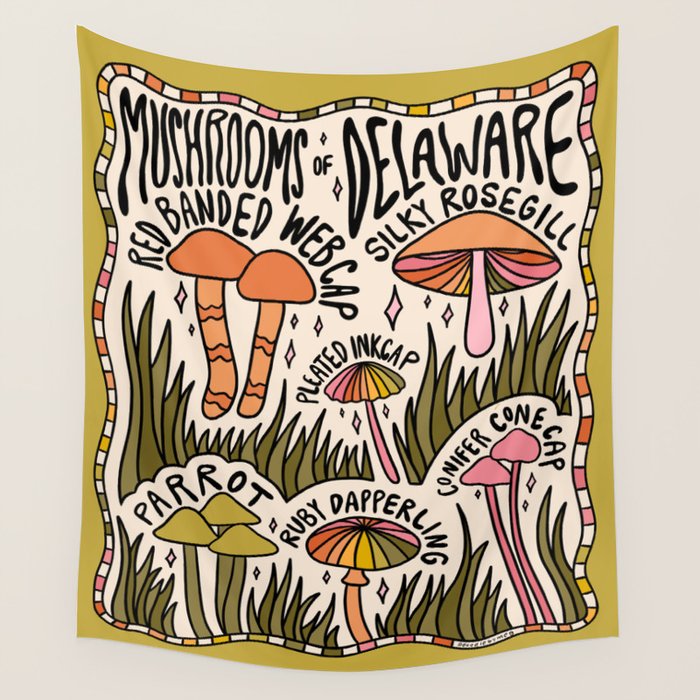 Mushrooms of Delaware Wall Tapestry Gallery Image 1