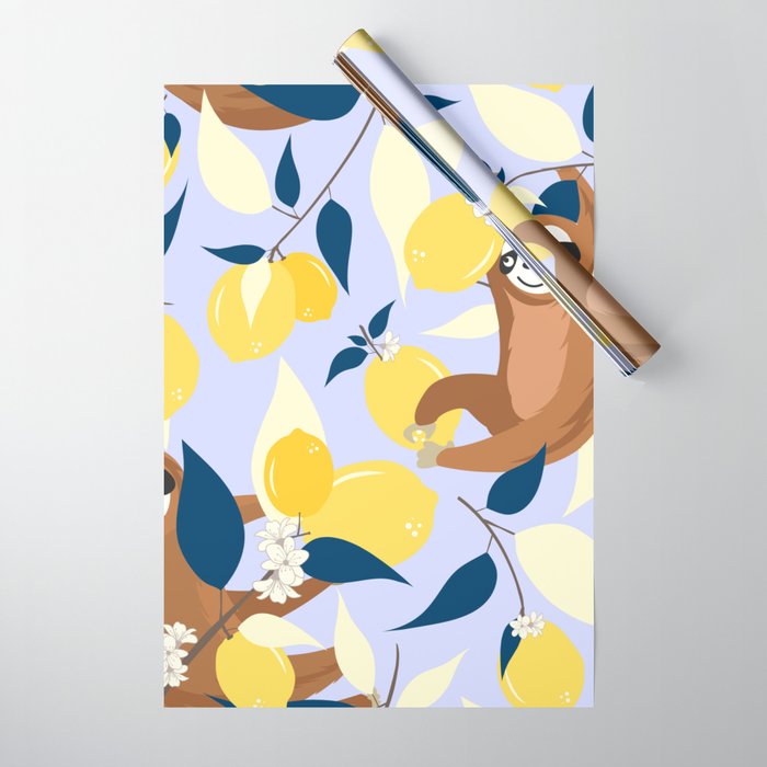 Sloth & Lemons Hangout Wrapping Paper Gallery Image 1