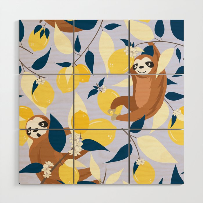 Sloth & Lemons Hangout Wood Wall Art Gallery Image 1