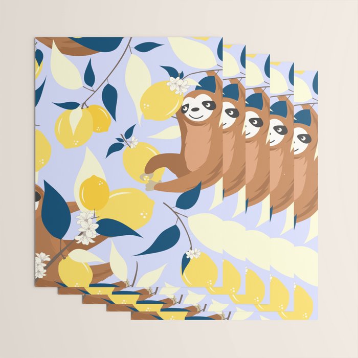 Sloth & Lemons Hangout Wrapping Paper Gallery Image 3